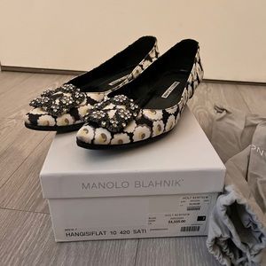 Manolo Blahnik Jewel Buckle Flat Shoes
